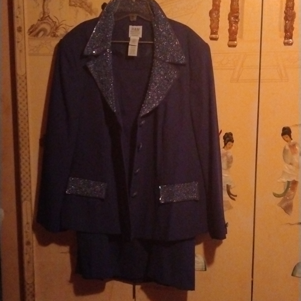 Blue/Purple bedazzled R&M skirt suit